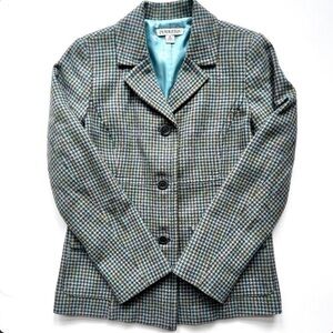 Pendleton Green Multi Houndstooth Wool Blazer